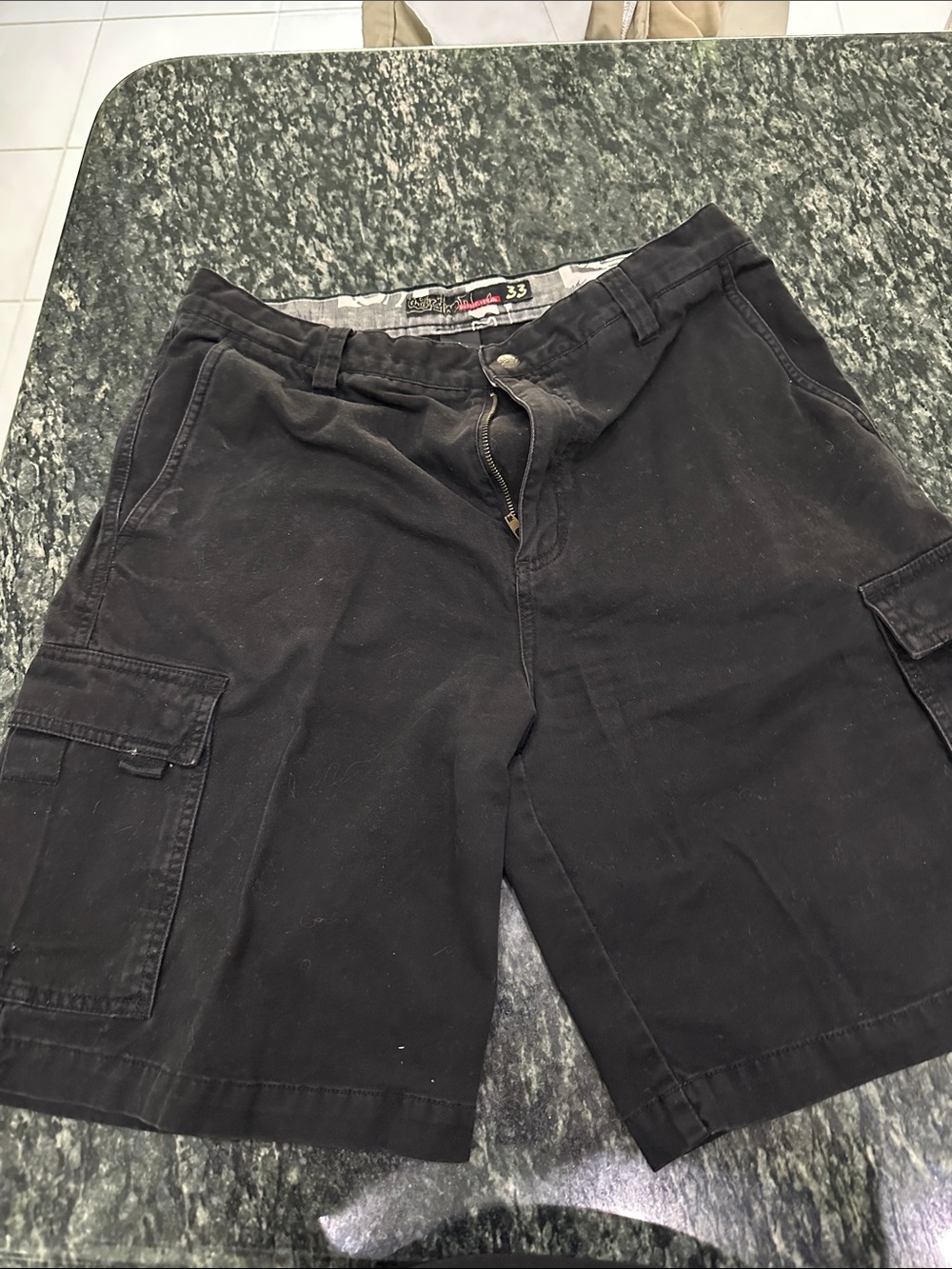 Quiksilver Black Men's Cargo Shorts with Flap Pockets